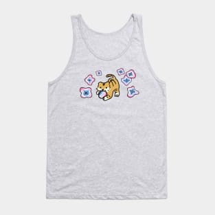 Bigender Flag of Tiger with Cute Flowers Drop (LGBTQ+ Pride Month) Tank Top